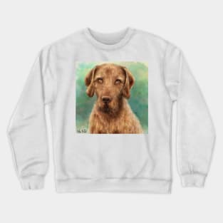 Painting of a Wirehaired Vizsla Rolling its Eyes Crewneck Sweatshirt